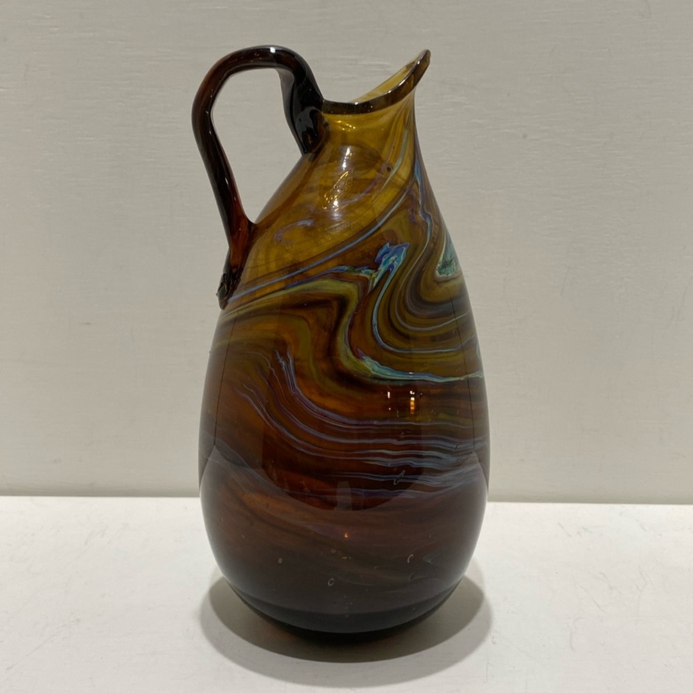 HANDBLOWN ART GLASS PITCHER